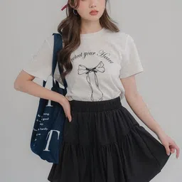 lulu & sky Women Solid Straight Black Skirt image 5