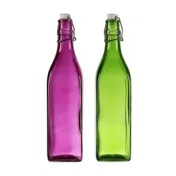 cdi Assorted 1 Ltr Green & Pink Glass (Set of 2) Bottle image 2