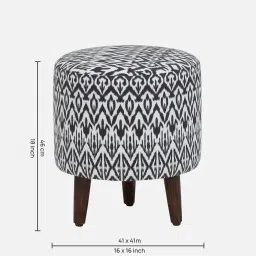 casacraft from pepperfry Mozart Fabric Seating Stool In Provincial Teak Finish image 2