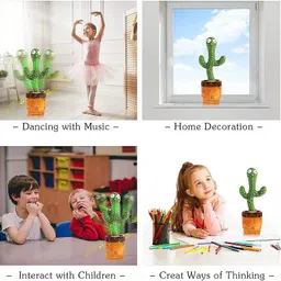 wengvo Dancing Cactus Talking Toy, Cactus Plush Toy, Wriggle & Singing Recording Repeat What You Say Funny Education Toys for Babies Children Playing, Home Decorate image 2