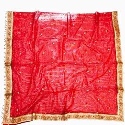 sahinadupatta Net Embroidered Red Women Dupatta image 5