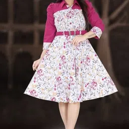 fantabulastic Women Fit and Flare Pink Knee Length Dress-picture-13