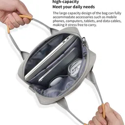 moca Grey Men & Women Shoulder Bag 12.9-13 Inch Laptop Tablet Sleeve Case for Macbook , iPads image 5