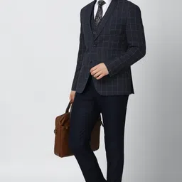 van heusen Men Single Breasted - 2 button Checkered Suit-picture-19