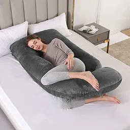 amcaton ultra soft j shaped pillow Polyester Fibre, Microfibre Solid Pregnancy Pillow Pack of 1 image 3