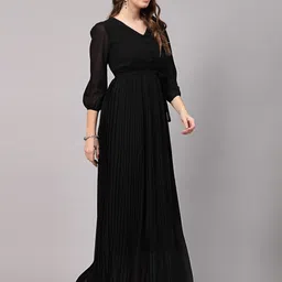 aayu Women Fit and Flare Black Maxi/Full Length Dress image 3