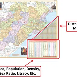 line2line ODISHA MAP size : 100x70 centimeter With Fact & Figure District Area, Population, Density, Sex Ratio, Literacy, Distance Between Major Cities, Etc. Updated : Oct 2020 Paper Print image 2