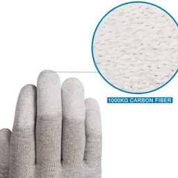 esd Pack of 5 Pairs Anti Static Gloves Carbon Fiber PU Fingertip Coated Nylon Safety Gloves image 2