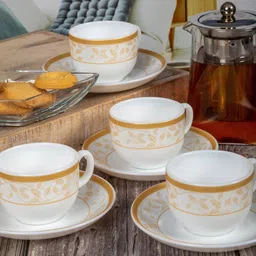 Cello Opalware Divine Coffee /Tea Cup Saucer Set (Set of 6pcs Cup & 6pcs Saucer) image 1