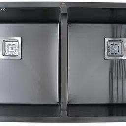 Handmade BLACK Kitchen Sink /Double Bowl size 45 x20 x10 091 Vessel Sink-image-77