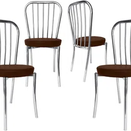 Decent Chrome Finish Metal Study Chair|Sturdy& Durable Stacking Chair for Home| Leatherette Study Stacking Chair-image-6