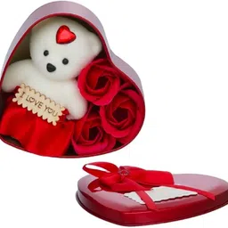 sk toys Artificial Heart Shape Gift Box Birthday Anniversary Gift Teddy Heart Rose Box - 7 inch image 2