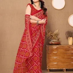 anand sarees Paisley, Printed Bandhani Georgette Saree image 3