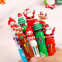 kidszeenie Christmas Ballpoint Pen | 10 Color Retractable Ballpen With 3D Topper Ball Pen image 3