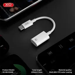 Xo professional White XO-NB-R268B USB-C to Lightning Audio Adapter Cable Plug & Play WireControl White Phone Converter image 2