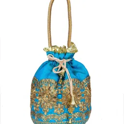 sunesh creation Women Blue, Purple, Gold Potli image 2