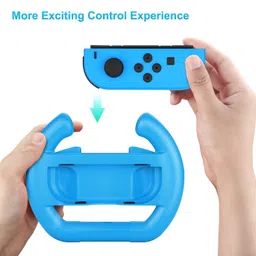Etzin Nine-tendo Switch Joy-Con Racing Wheel, Set of 2 Joy-con Steering Wheel Handle for Nine-tendo Switch Mario Kart 8(Red and Blue) Gaming Accessory Kit image 4