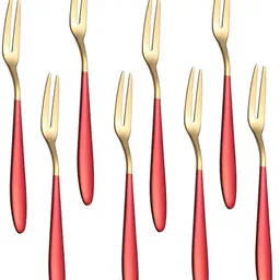 kooshlo Appetizer Small Forks Dessert Forks,2-Tine Portable Salad Fruit Forks for Part Stainless Steel Serving Fork Set-picture-28