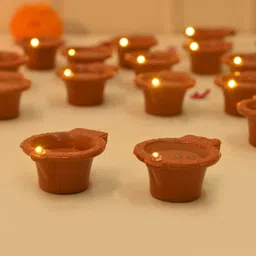 pride store Water Sensor Light Diya For Home Diwali Navratri Laxmi Poojan Decorative diyas Plastic (Pack of 18) Table Diya image 2