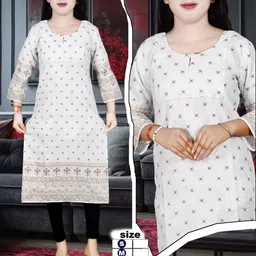 sarthak clothing Women Printed, Geometric Print Cotton Rayon Straight Kurta-picture-25