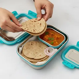 velora Premium Stainless Steel Lunchbox/Tiffin for School/Collage/Office/Picnic 2 Containers Lunch Box image 5