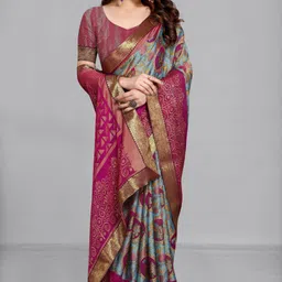 emv everymoment vouge Printed, Floral Print Bollywood Brasso, Chiffon Saree-picture-13