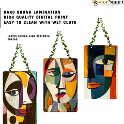 decor smart Wall Hanging Abstract Face Art Design | Modern Geometric Wall (DWA_96155) Pack of 3 image 5