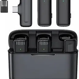 mak Wireless Mic with Charging Case for Vlogging/Recording For Type C/IOS Microphone Microphone image 1