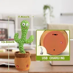 tapuji Dancing Cactus Repeats What You Say,Electronic Plush Toy with Lighting,Singing Cactus Recording and Repeat Your Words for Education Toys image 2