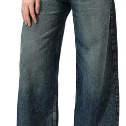 Women Relaxed Fit High Rise Green Jeans-image-0