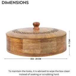 vareesha Hand-made Mago Wood Chapti Box with Carved Lid image 5