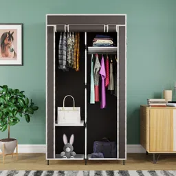 gtc 7800-4 C Cloth Rack Storage Organizer Shelves Almirah PP Collapsible Wardrobe image 2