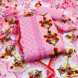 prihal art Unstitched Cotton Blend Salwar Suit Material Embroidered-picture-17