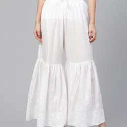 ada Women Regular Fit White Pure Cotton Trousers-picture-21