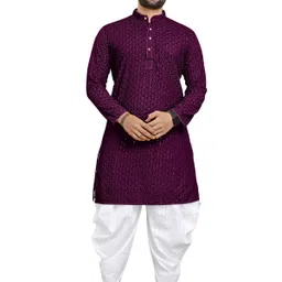 click n buy Men Cotton Rayon Kurta Dhoti Set-picture-13