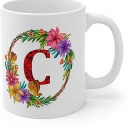 festivecraft Floral Alphabet Letter C Gift for Friend Boyfriend Girlfriend HD Printed Ceramic Coffee Mug-picture-11