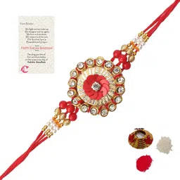 ecraftindia Designer Rakhi Assorted, Zardosi Chawal Roli Pack, Rakhi, Greeting Card Set-picture-13