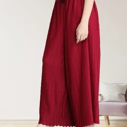 irha Pack of 2 Women Regular Fit Black, Maroon Viscose Rayon Trousers image 5