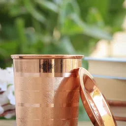 indianartvilla Copper Glass With Lid, Drinkware Home Restaurant, Yoga Glass Water/Juice Glass-picture-11
