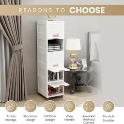 jd fresh 5 Tier Foldable Organizer for Clothes/Multipurpose Cupboard for Storage Polyester Collapsible Wardrobe image 3