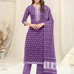 Women Pure Cotton Kurta Pant Dupatta Set-image-29