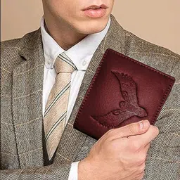 wild napa Men Maroon Genuine Leather RFID Wallet image 2