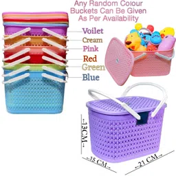 babro 1 Storage Bucket with 7 Pcs Colorful Rattles & 1 Rubber Chu Chu Toy for Newborns Rattle image 3
