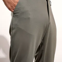 highlander Knitted Men Slim Fit Green Cotton Blend Trousers image 5