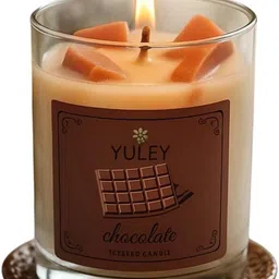 yuley 100% Glass Jar Candle 150g – Chocolate Scent, Long Lasting, Non-Toxic Burn Candle image 1