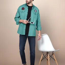 woxen Men Regular Fit Solid Spread Collar Casual Shirt image 4