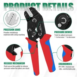 uptodateprouducts SN-06WF Ratchet Terminals Crimping Tool AWG23-10 (0.25-6mm²) - Wire Ferrule Terminal Crimper for Wire Insulated Cord Pin Ends Ferrules Terminals Manual Crimper image 3
