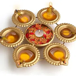 everything exports Decor Urli Bowl for Home Decor for Floating Tealight Holders Iron Table Diya Set-picture-22