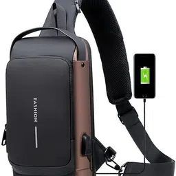 luhi Brown Men & Women Sling Bag Sling Bag-Black_Anti-theft Water-Resistant Cross body Bags With USB Charging Bag-picture-13