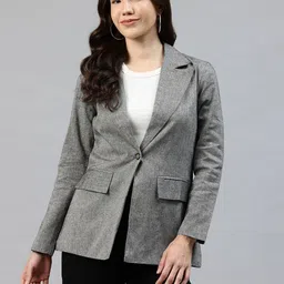 cottinfab Women Solid Single Breasted Casual Blazer-picture-13